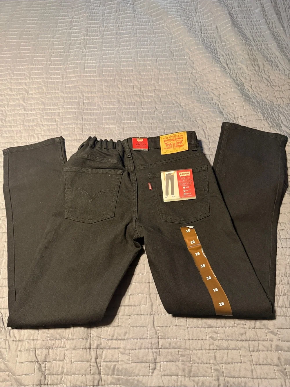 Levi's Black Kids' Jeans with Red Waistband Lining 511 Youth Slim Flex Stretch